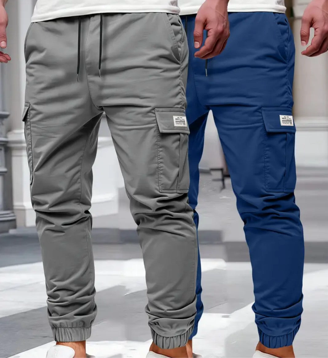 Mens 2 Pack Cargo Trousers