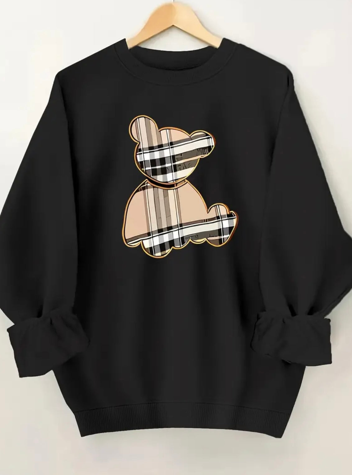 Womens Curve Plaid Bear Jumper
