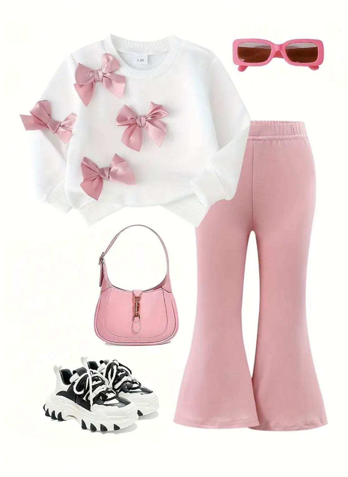 Girls Bow Jumper & Flared Trousers