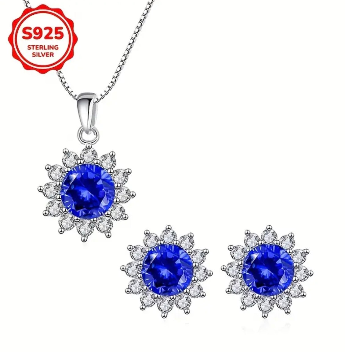 S925 Sunflower Necklace & Earrings Set