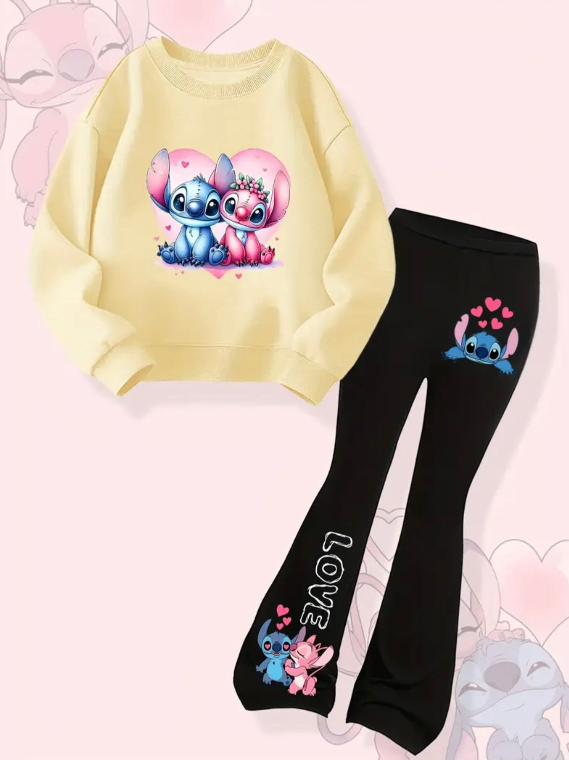 Girls Blue & Pink Alien Jumper & Bell Bottom Trousers