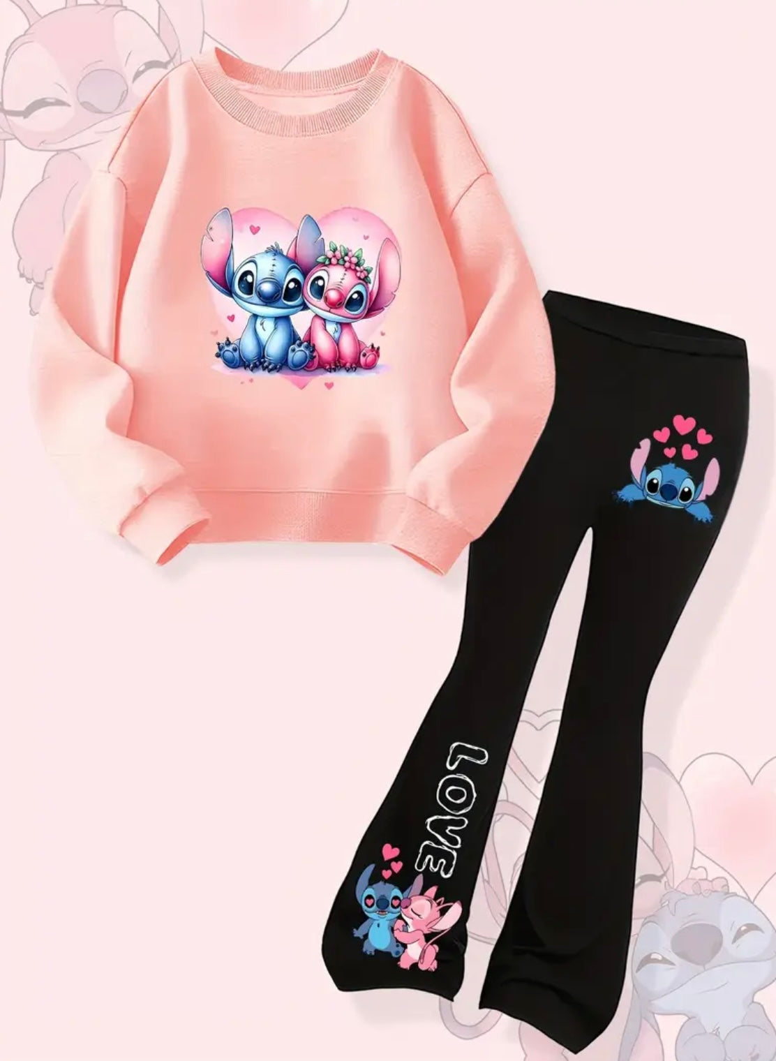 Girls Blue & Pink Alien Jumper & Bell Bottom Trousers