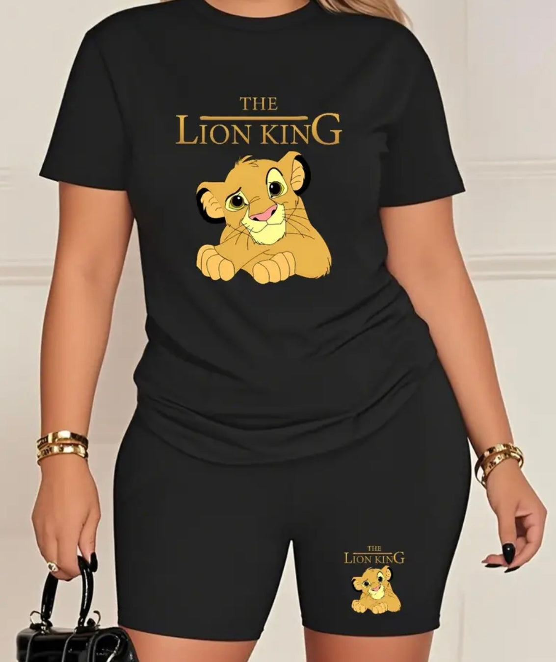 Womens Curve Lion Shorts & T-Shirt