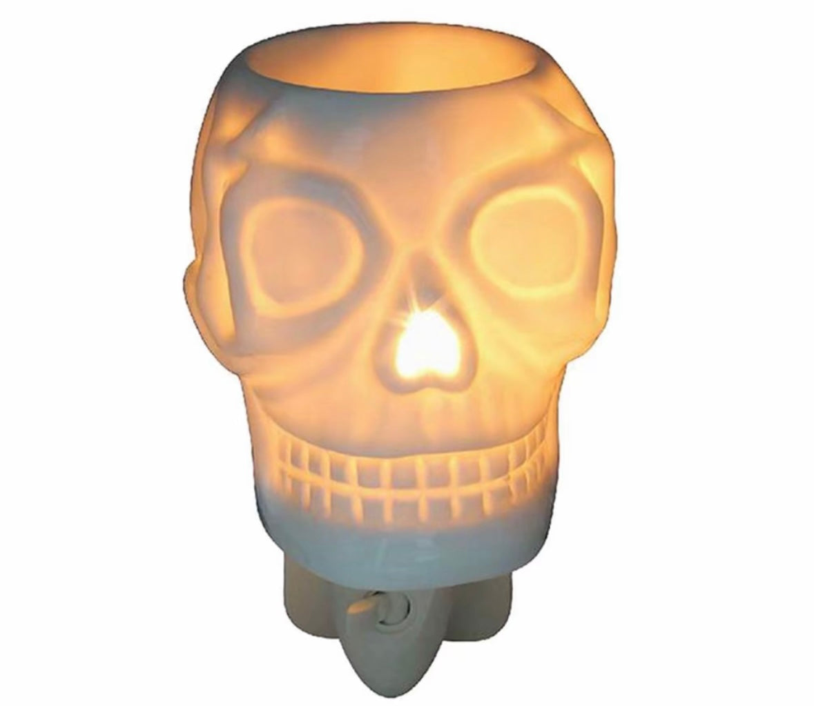 White Skull Plug In Wax Melt Warmer & 🆓 Handmade Rectangle Clamshell Melt