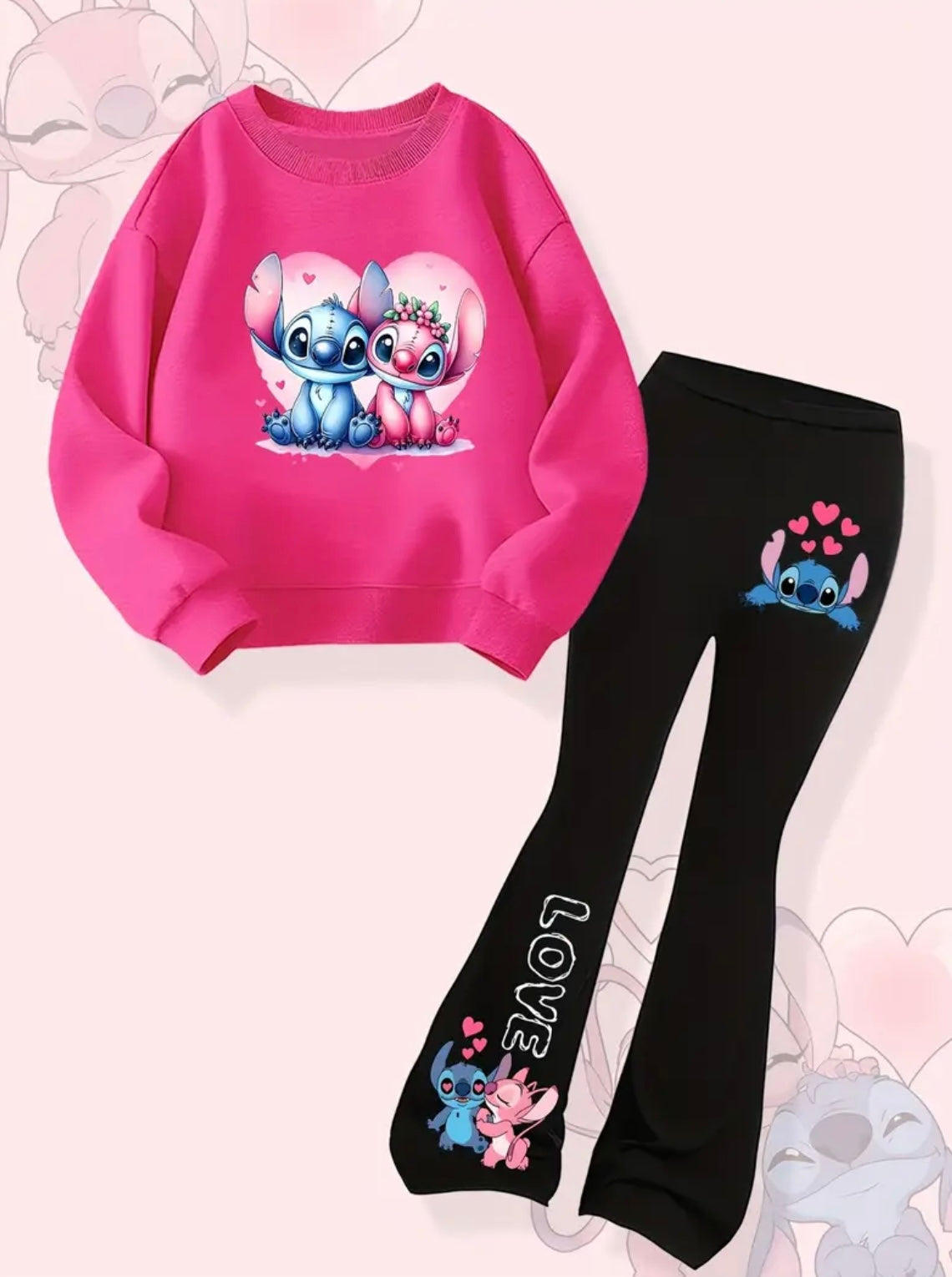 Girls Blue & Pink Alien Jumper & Bell Bottom Trousers