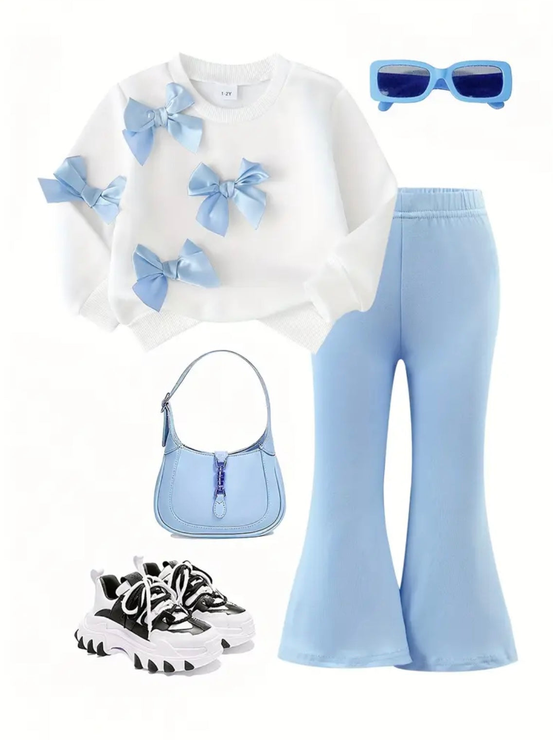 Girls Bow Jumper & Flared Trousers