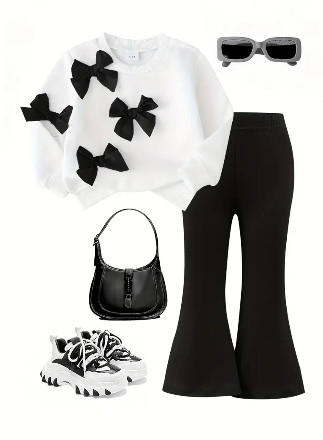 Girls Bow Jumper & Flared Trousers