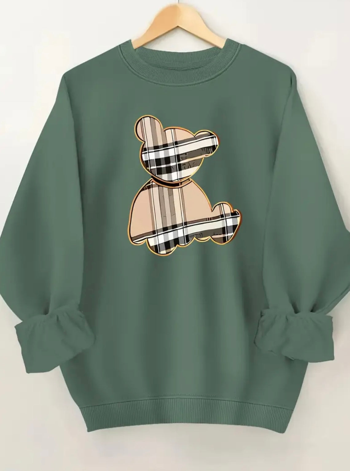 Womens Curve Plaid Bear Jumper