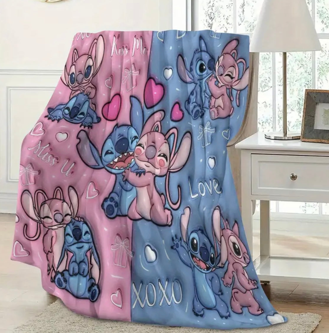 Blue & Pink Alien Fleece Throw