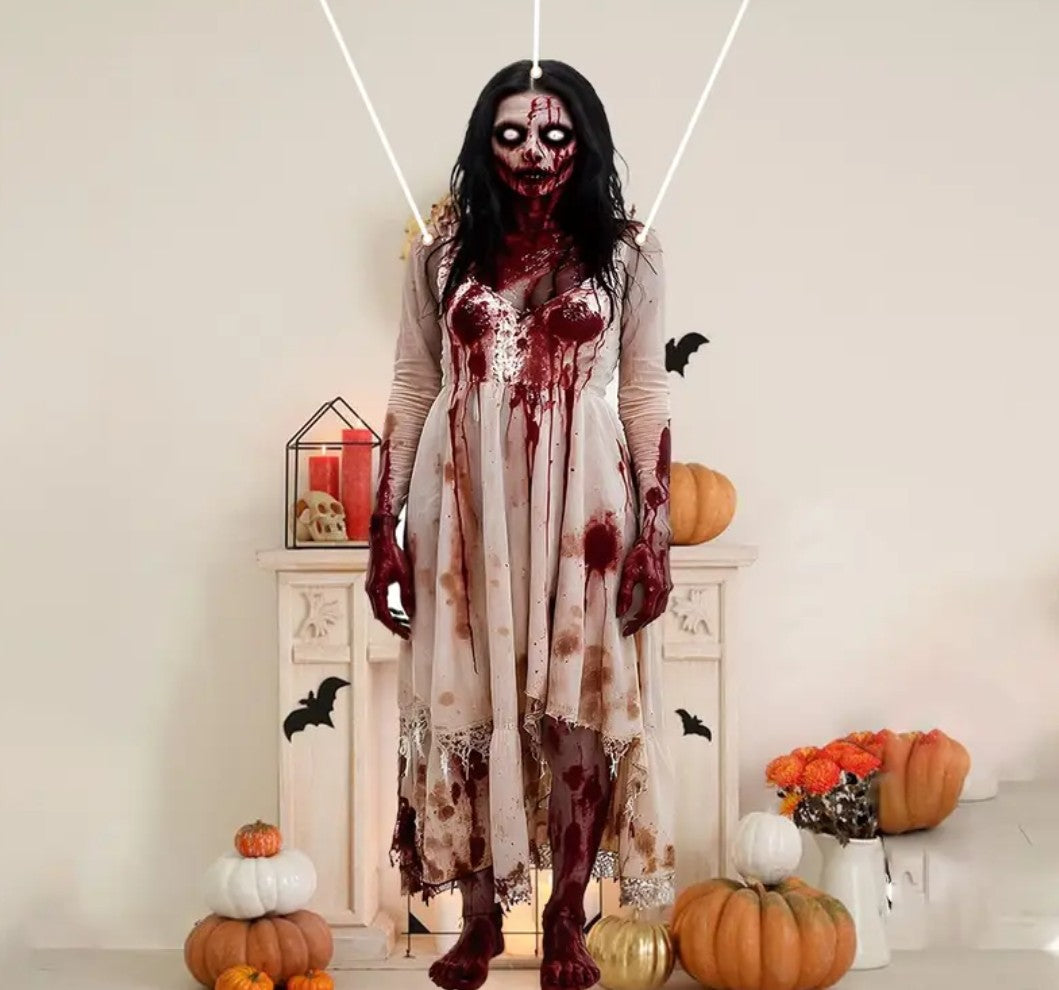 Hanging Zombie Lady Halloween Decoration
