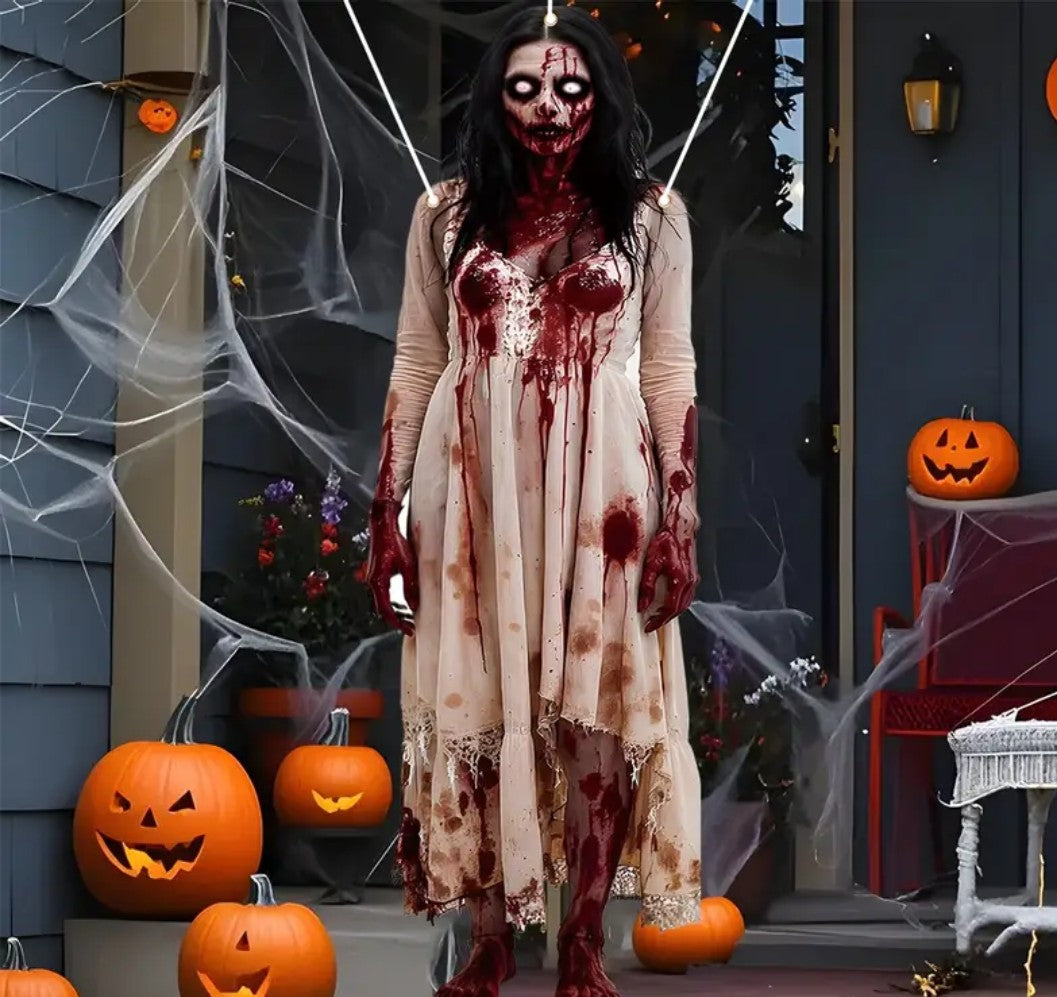 Hanging Zombie Lady Halloween Decoration