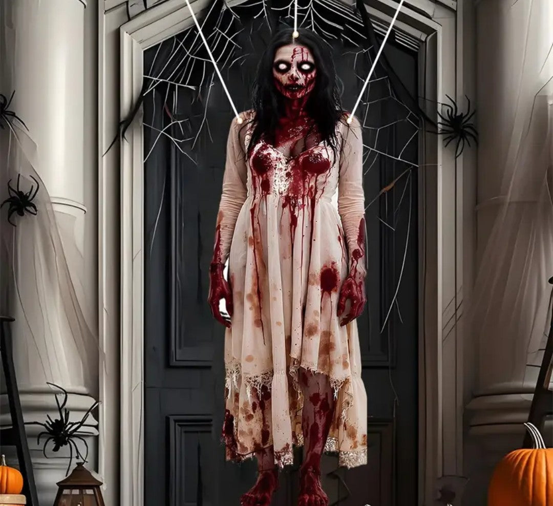 Hanging Zombie Lady Halloween Decoration