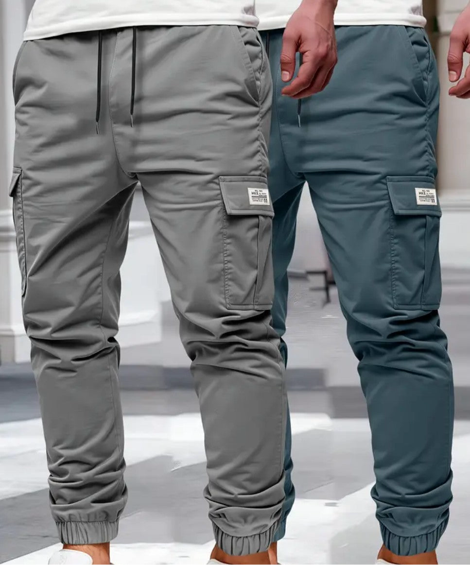 Mens 2 Pack Cargo Trousers
