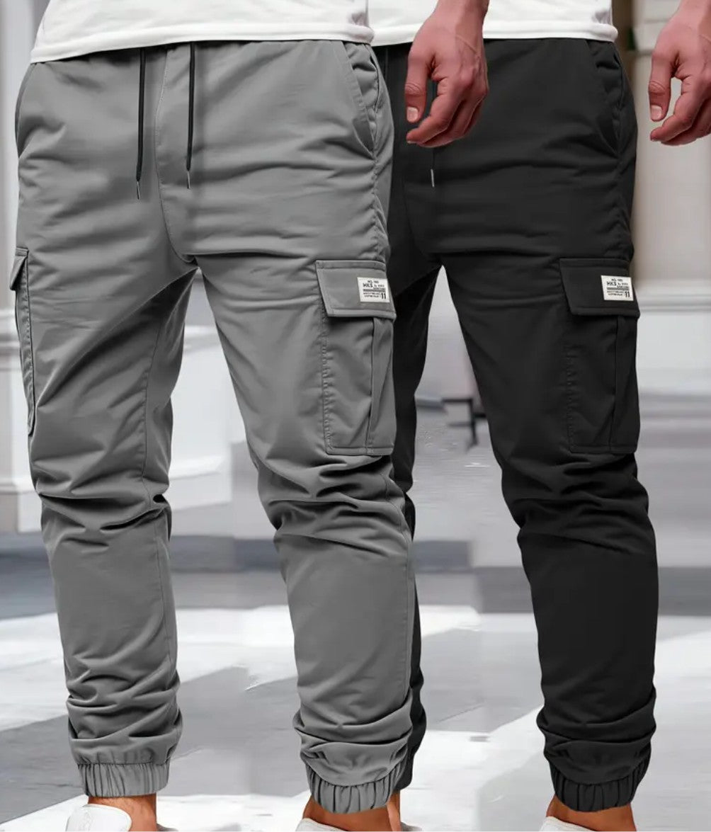Mens 2 Pack Cargo Trousers