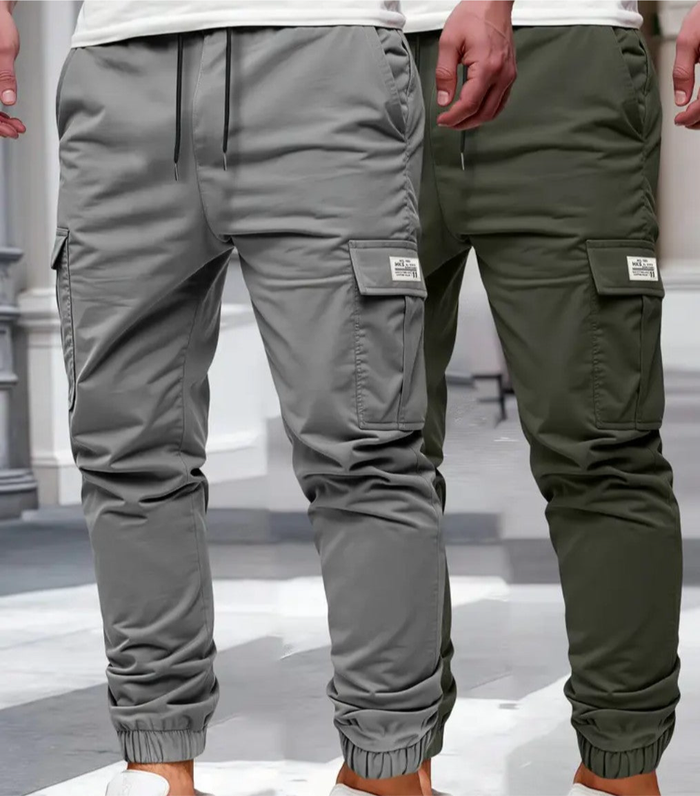 Mens 2 Pack Cargo Trousers