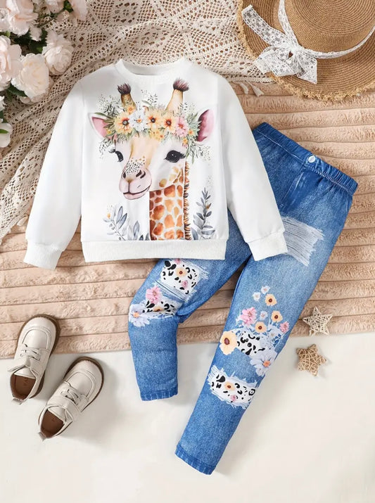 Girls Giraffe Jumper & Leggings