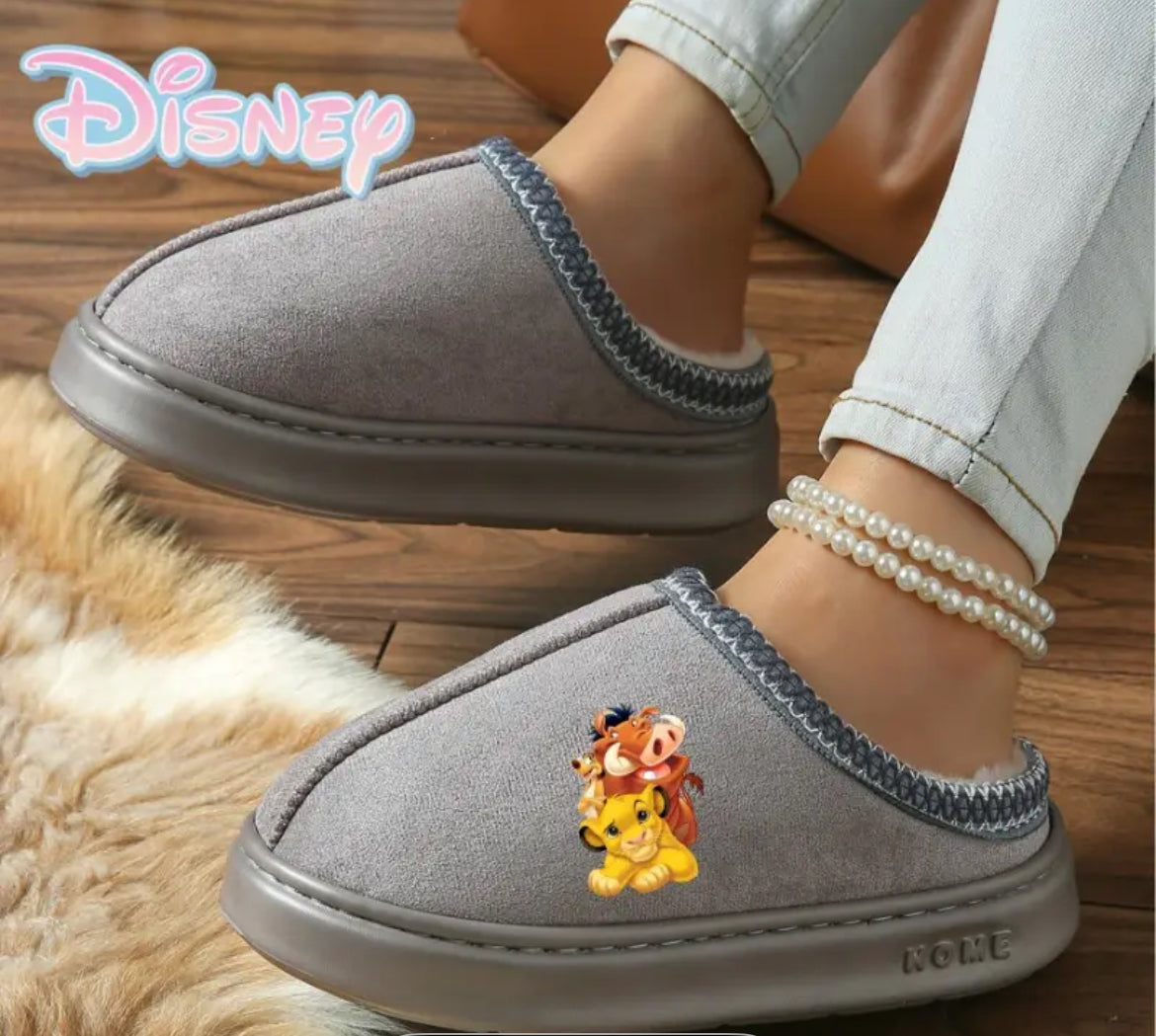 Womens Lion Plush Slippers