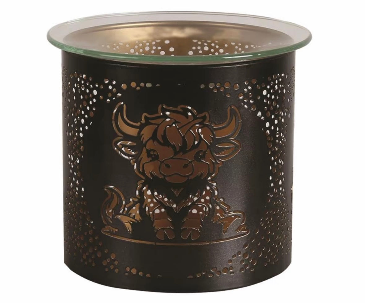 Highland Cow Wax Melt Warmer & 🆓 Handmade Rectangle Clamshell Melt