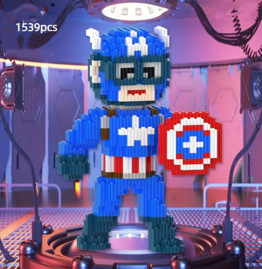 Captain Hero With Shield Building Blocks