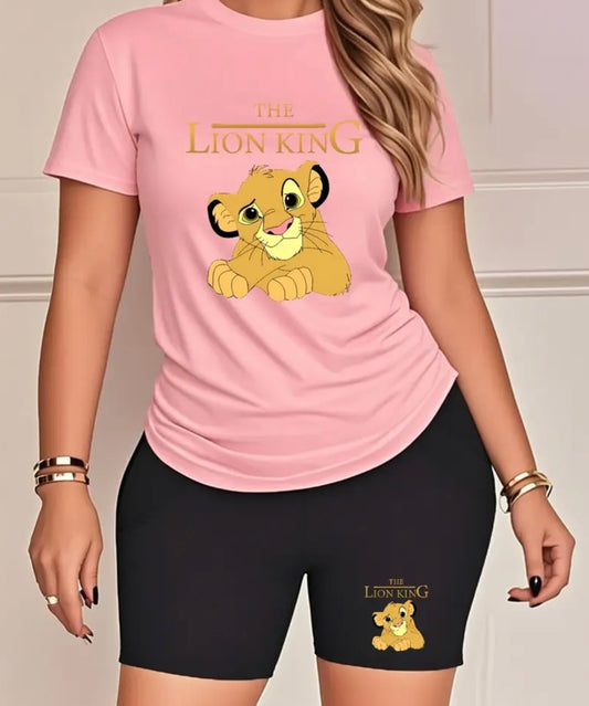 Womens Curve Lion Shorts & T-Shirt