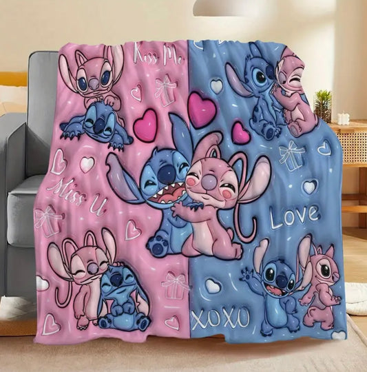 Blue & Pink Alien Fleece Throw