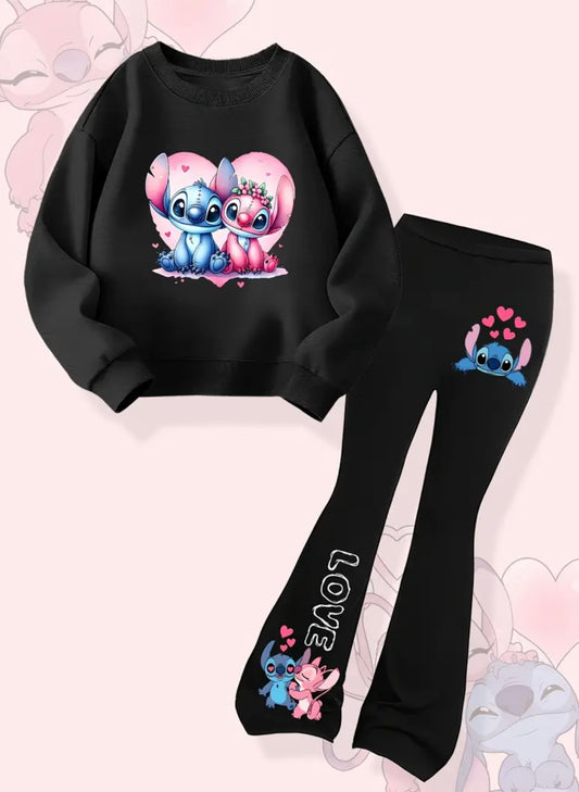 Girls Blue & Pink Alien Jumper & Bell Bottom Trousers