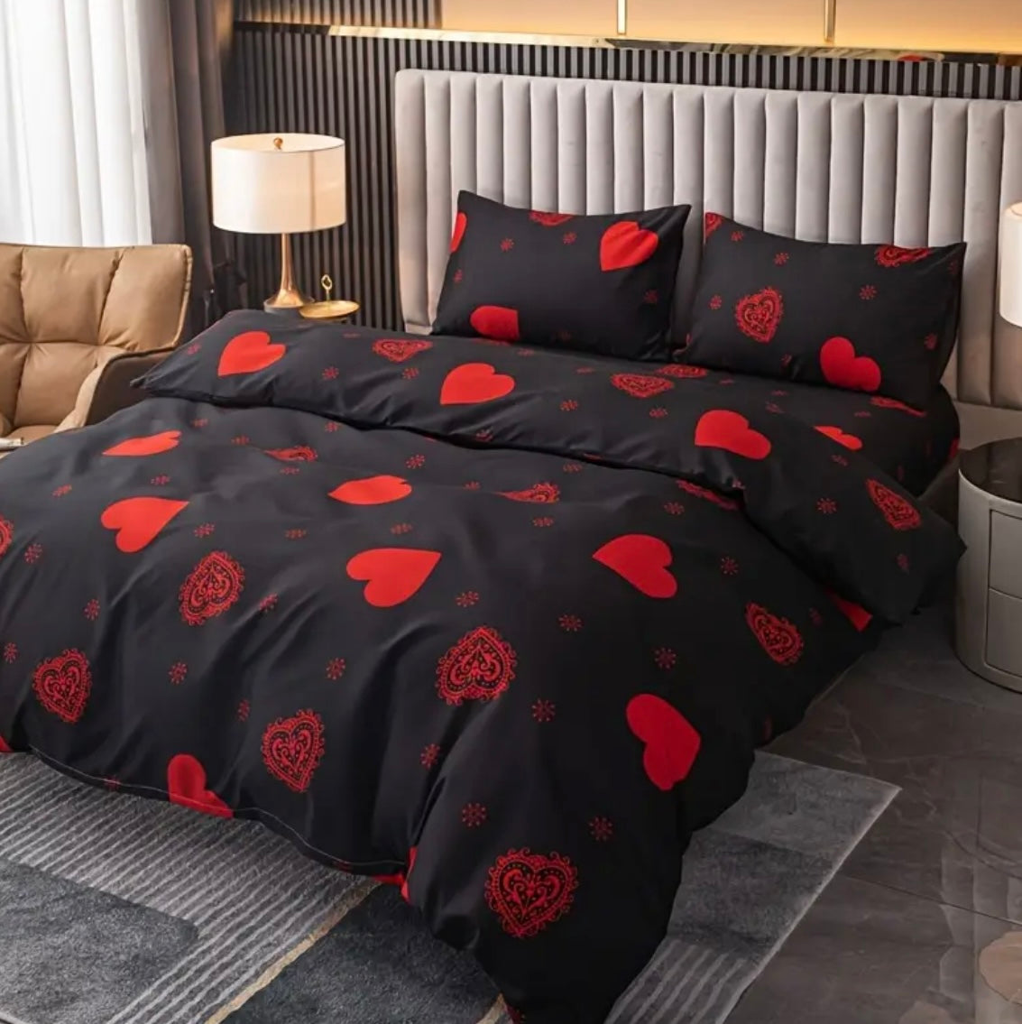 Heart Pattern Duvet Cover & Pillow Case Set