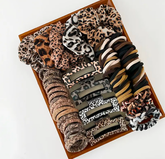Leopard Print Hair Accessories 124 Pack