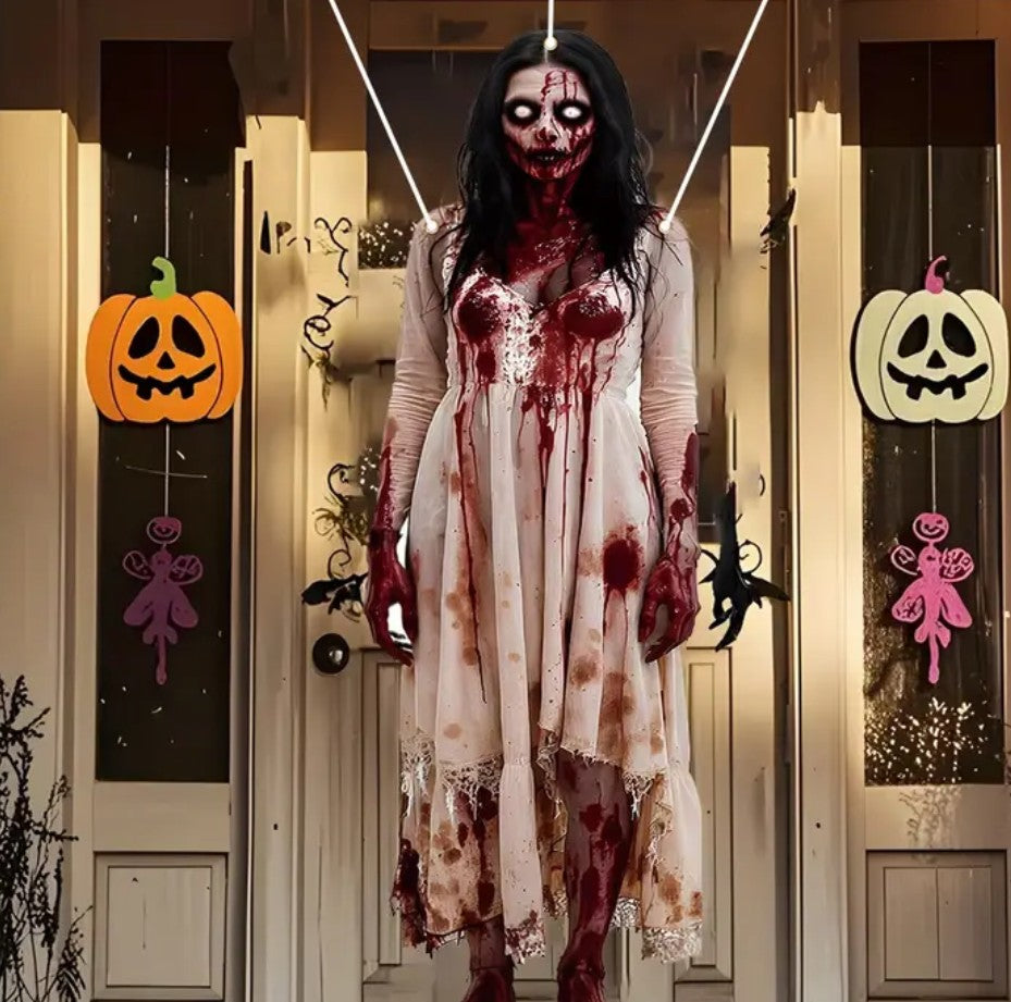 Hanging Zombie Lady Halloween Decoration