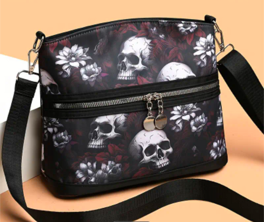 Skull & Flower Cross Body Bag