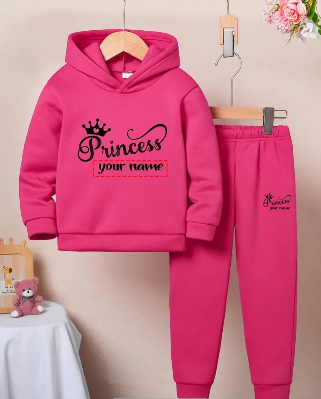 Girls Princess Personalised Hoodie & Joggers